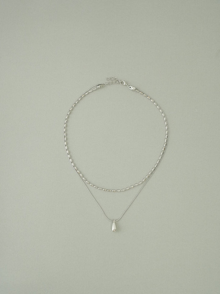drop&chain layered necklace